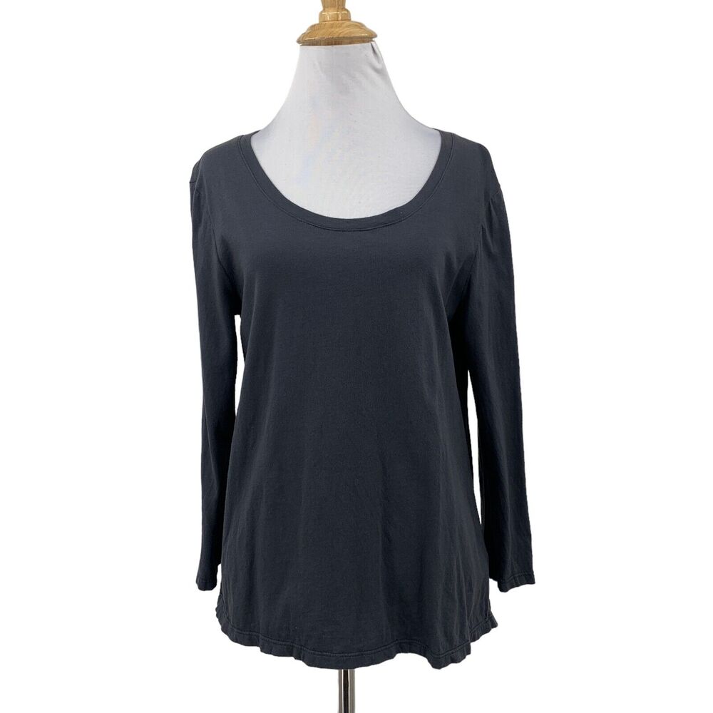 People Like Frank Shirt Womens L Large Gray Quarter Sleeve Scoop Neck Cotton Tee